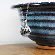 Moon & Mountain Necklace with birthstone