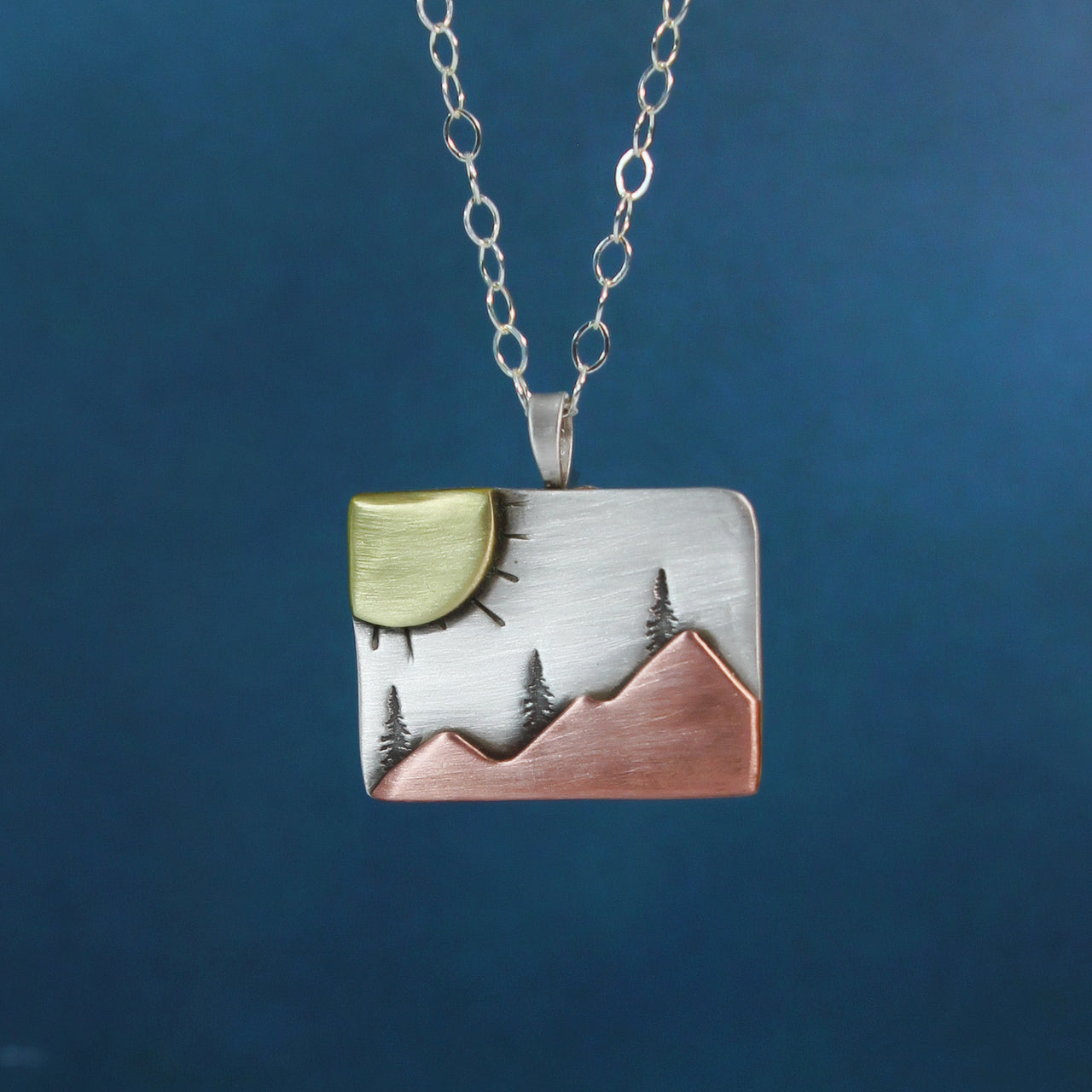 Rectangle Sunburst Mountain Necklace