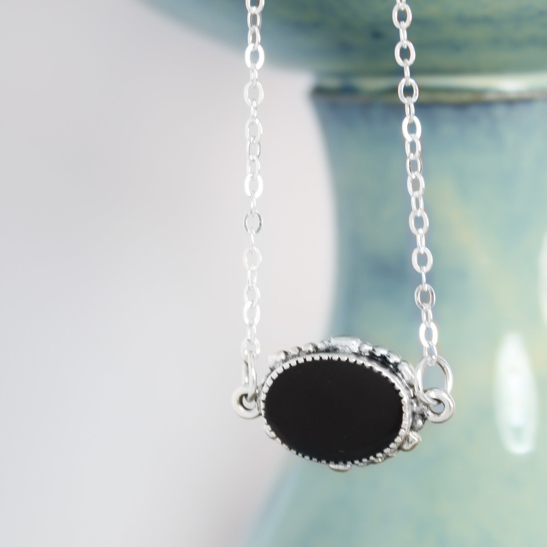 Oval Black Tourmaline Necklace 