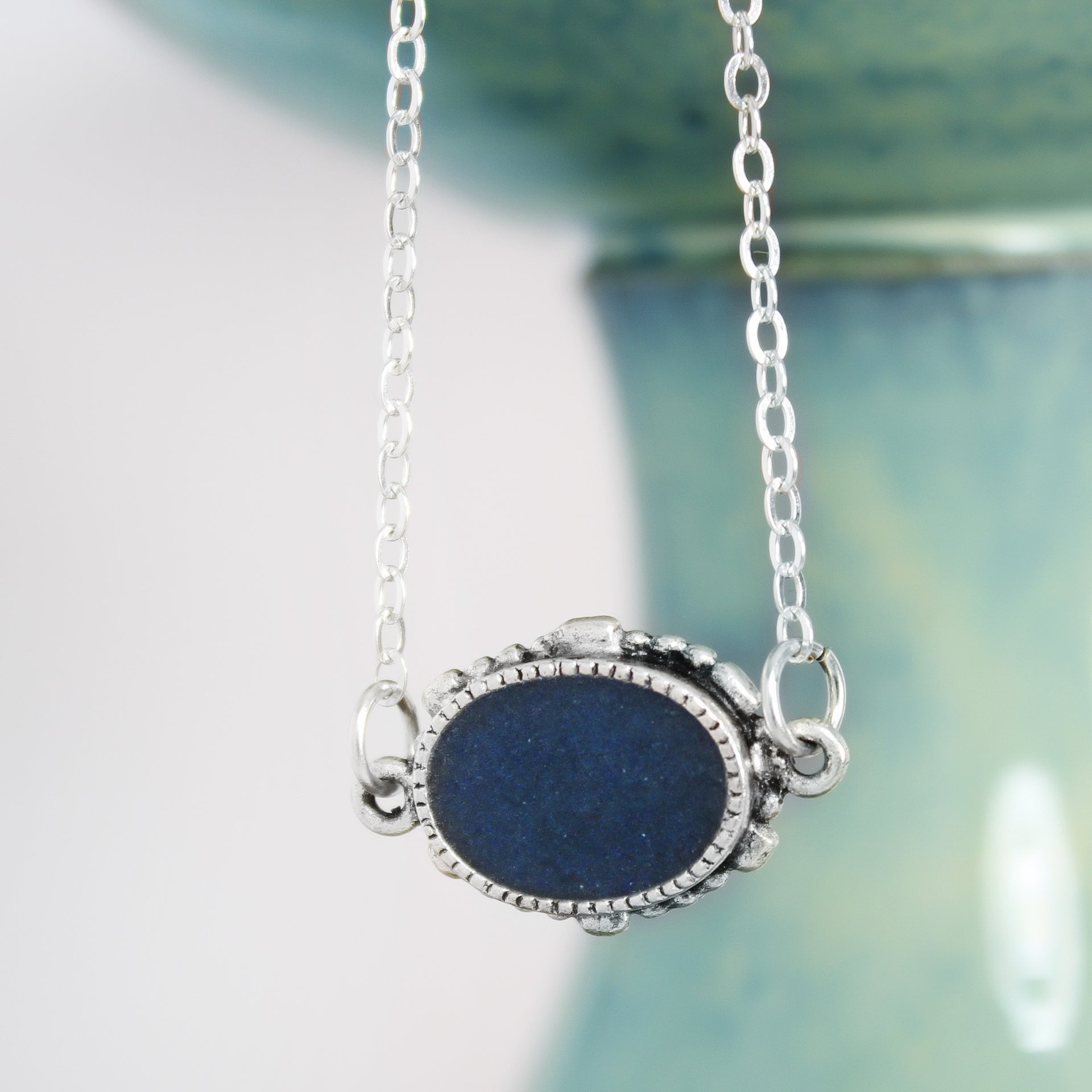 Oval Blue Azurite Necklace
