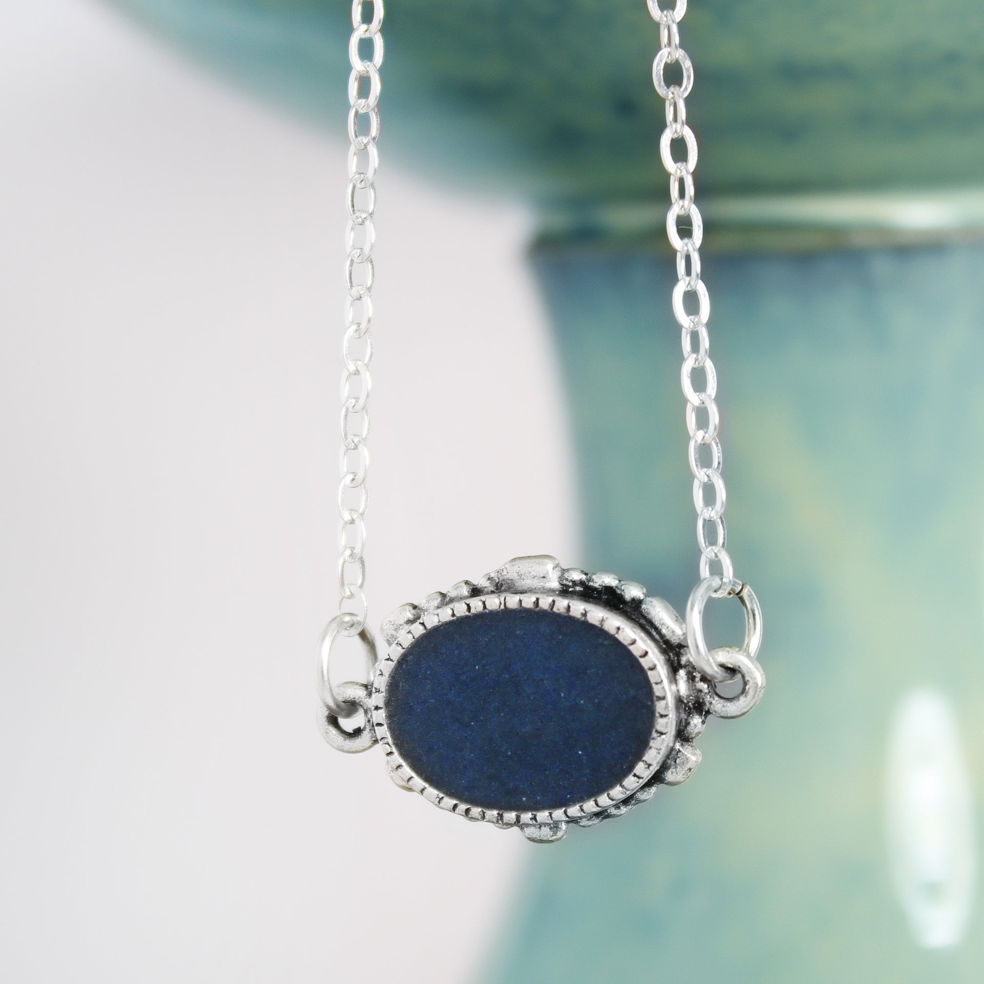 Oval Blue Azurite Necklace 