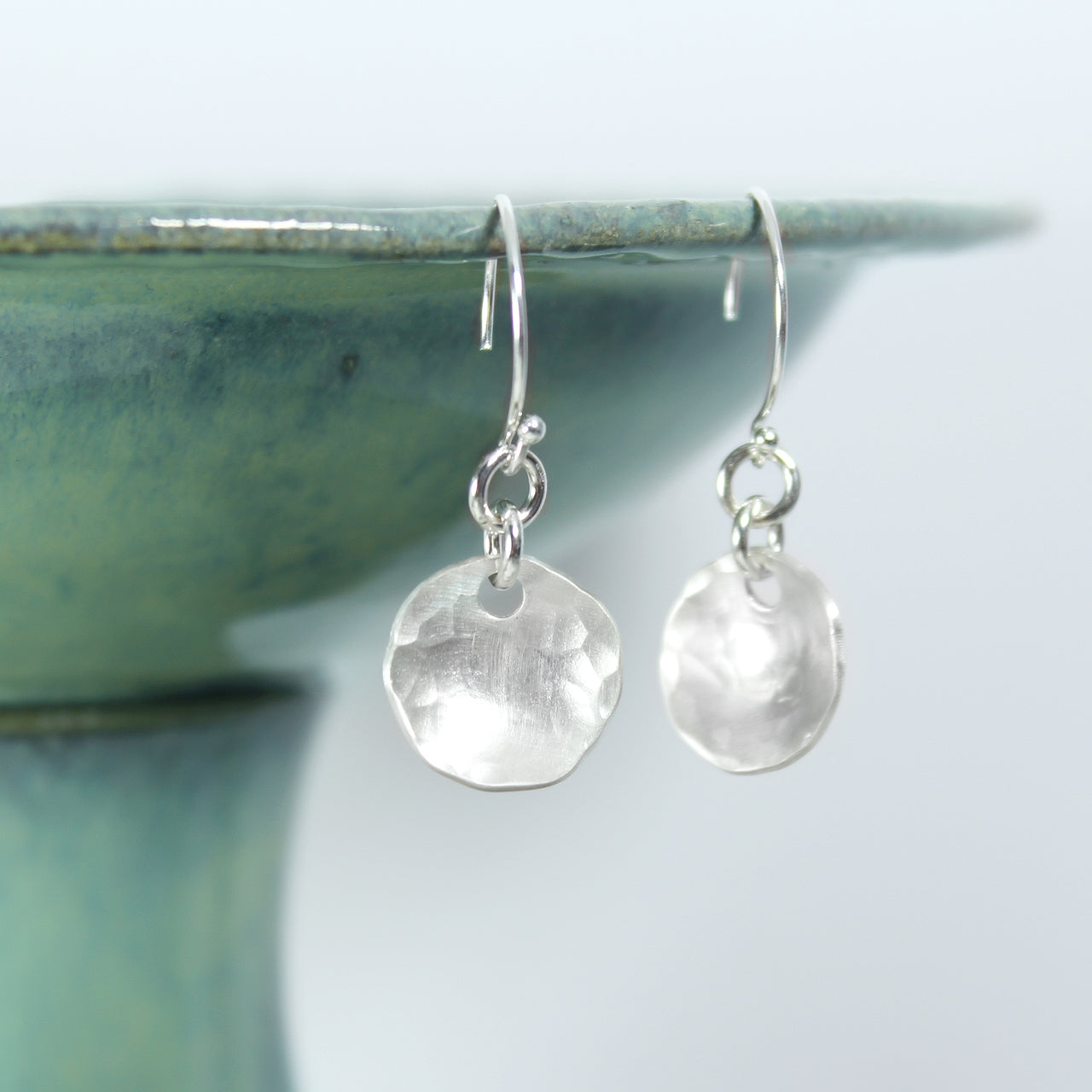Hammered Dangle Earrings Silver