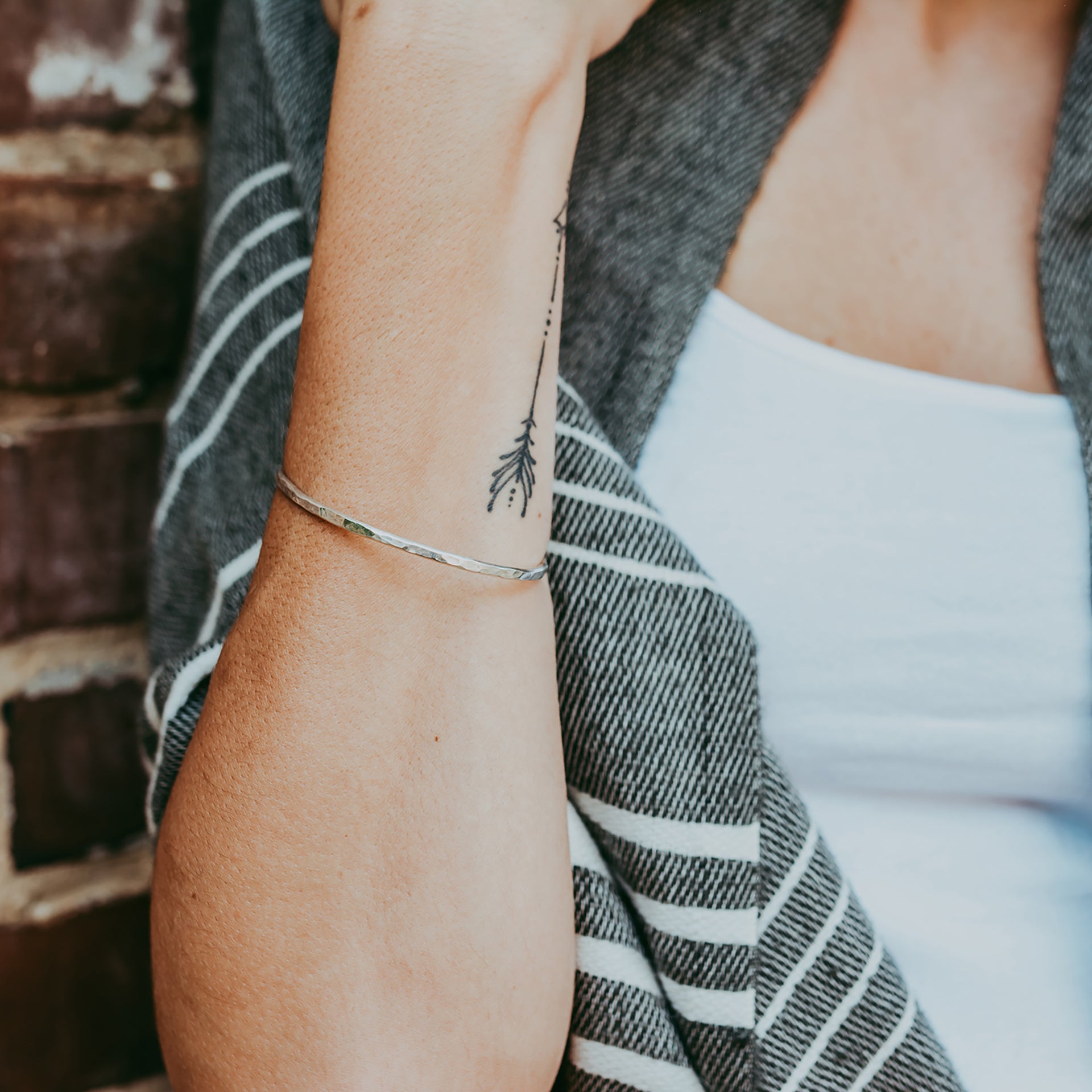 Hammered Silver Cuff Skinny 