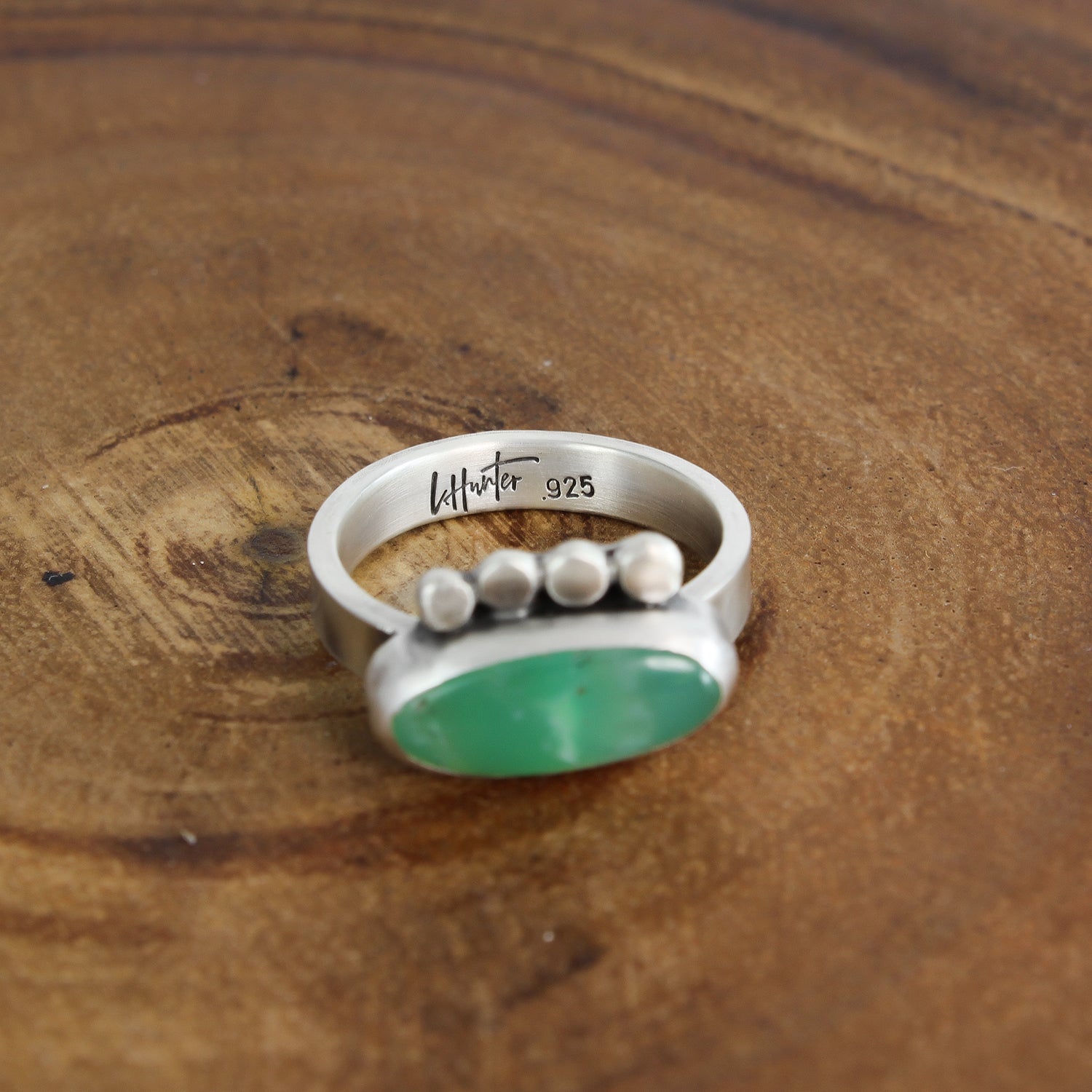 Silver Chrysoprase Ring Size 8