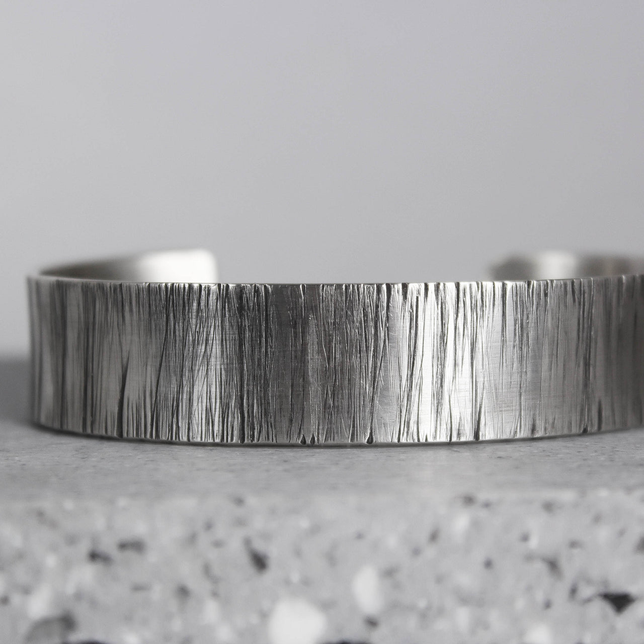 Wide Silver Cuff Textured 5/8"
