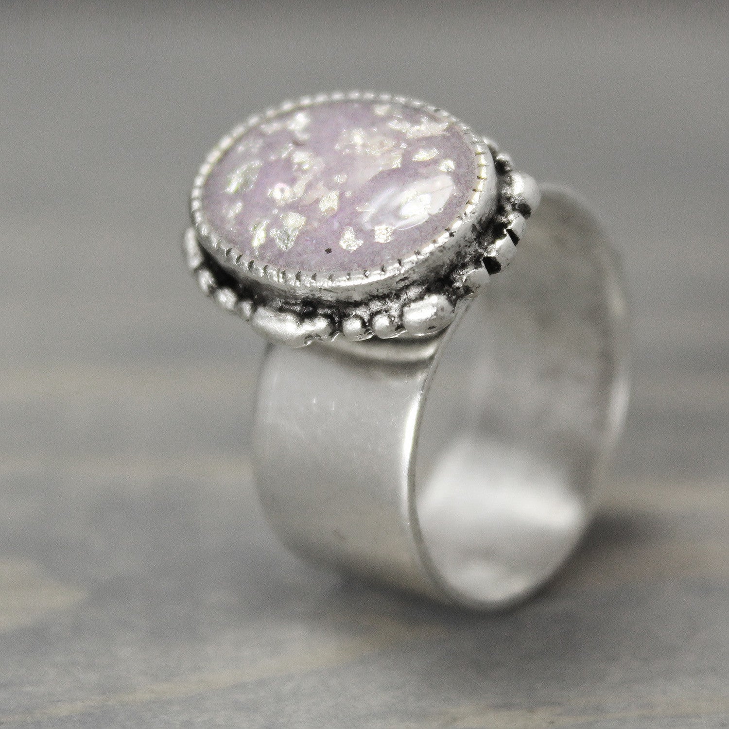 Large Amethyst Silver Ring 