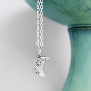 Silver Crescent Moon Necklace 