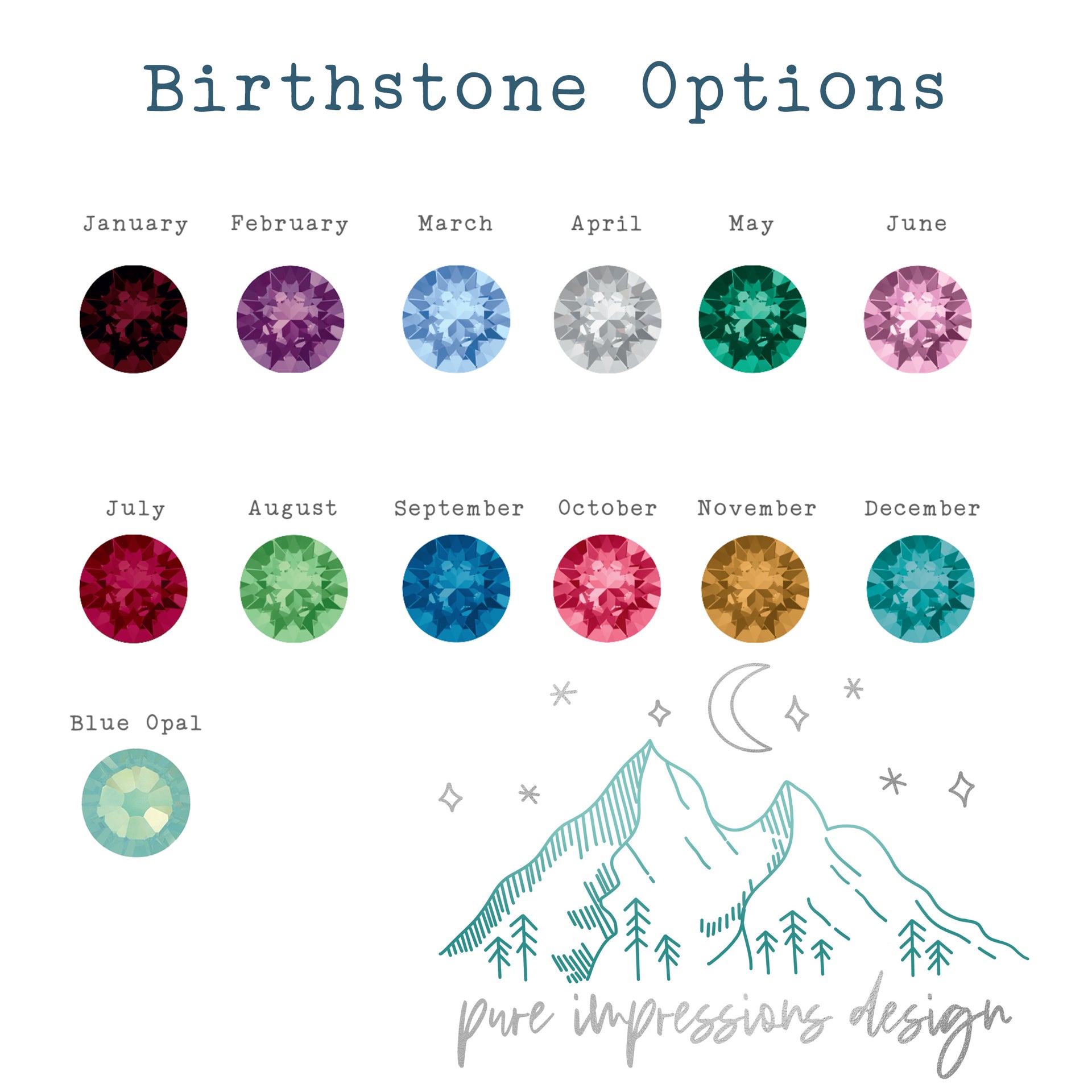 Pure Impressions Design Birthstone Options
