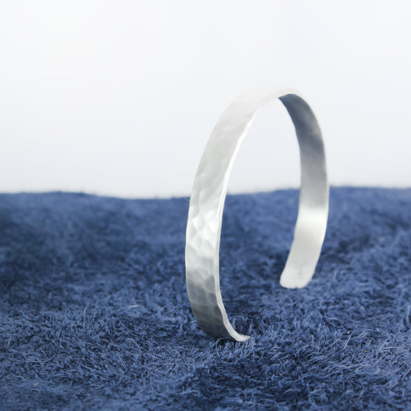 Hammered Silver Cuff Bracelet 1/4" Wide 