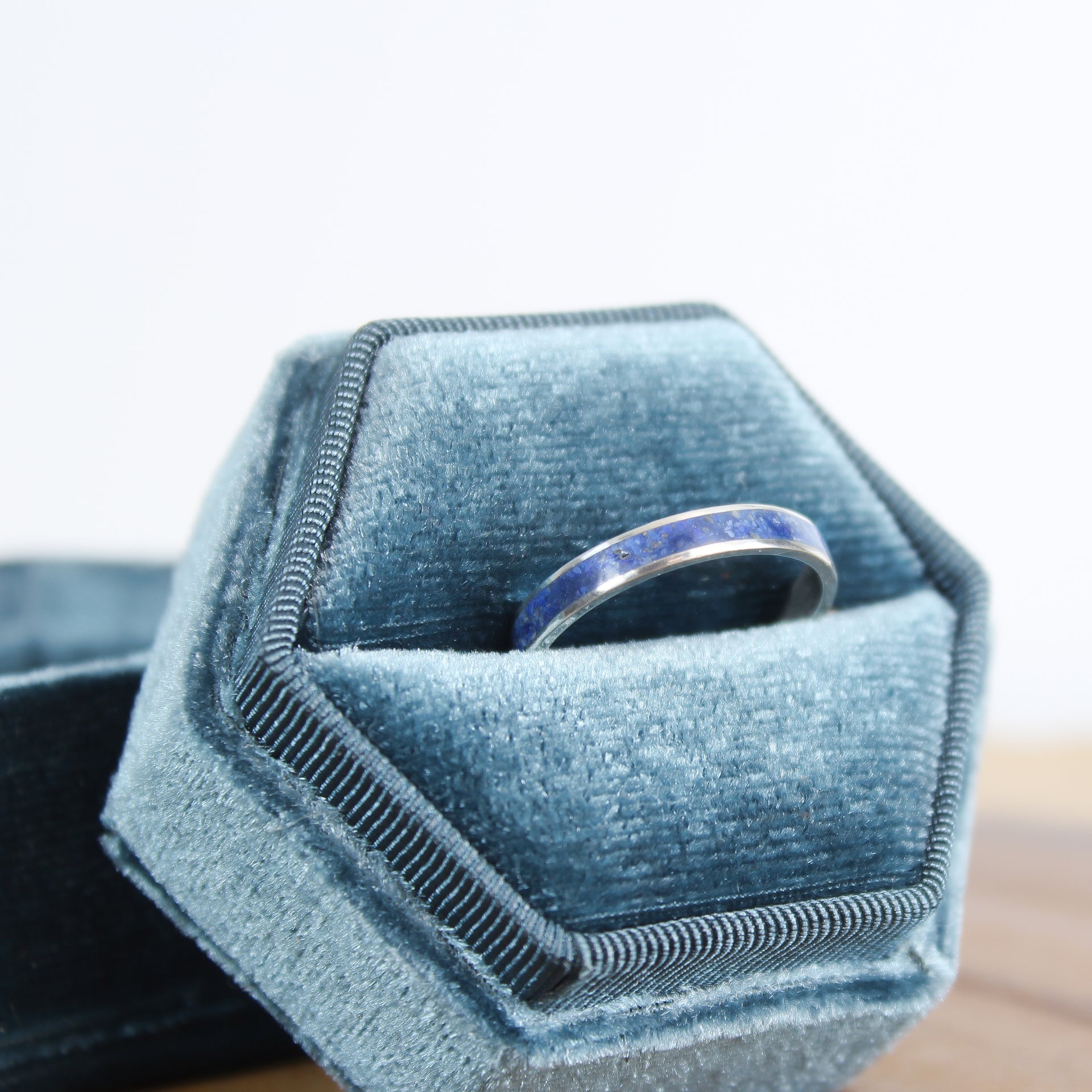 Thin Lapis Lazuli Inlay Ring Silver