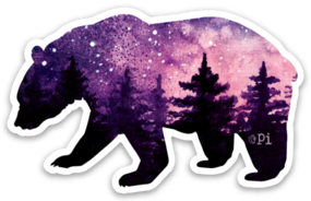 Pink Forest Bear Sticker