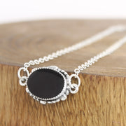 Oval Black Tourmaline Necklace 