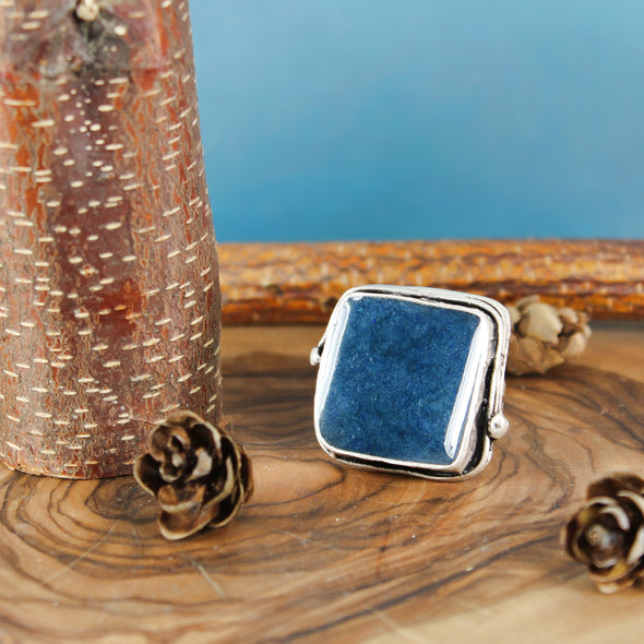 Blue Azurite Ring Square 