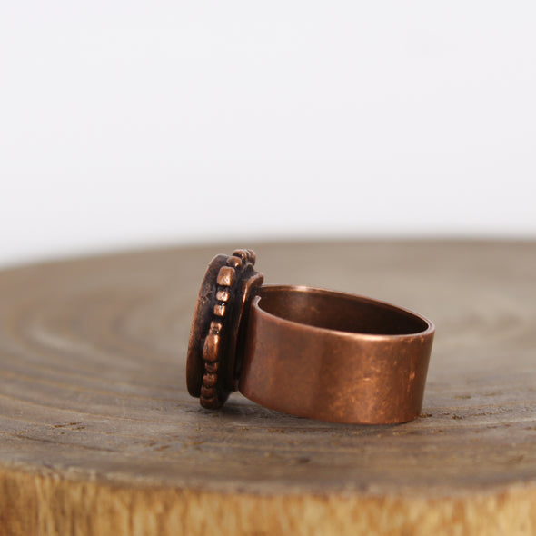 Large Black Tourmaline Ring Copper 