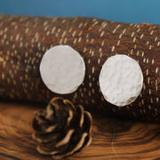 Hammered Silver Post Earrings 