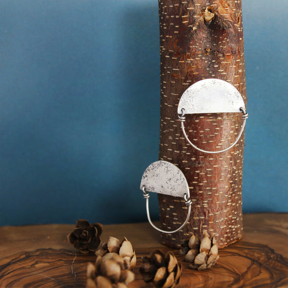 Large Silver Post Earrings - Horizon 