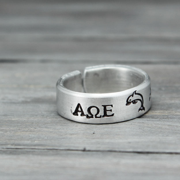 Alpha Omega Epsilon Dolphin Ring 