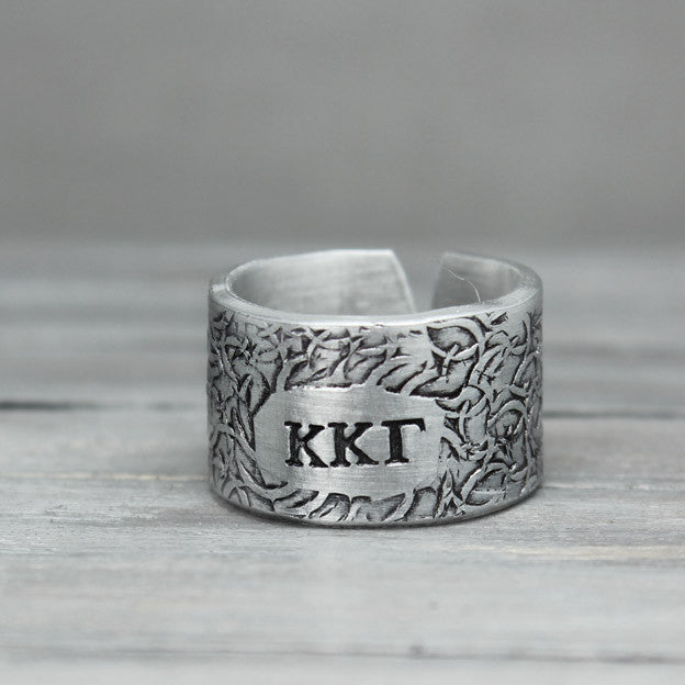 Kappa Kappa Gamma Floral Textured Ring 