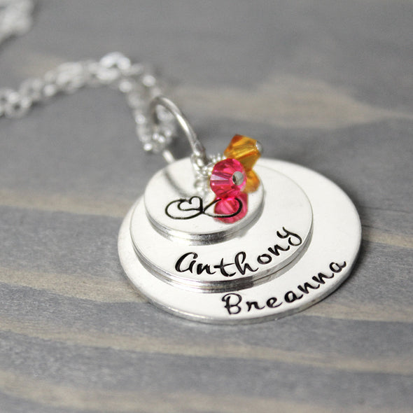 Silver Mother Necklace Cursive 