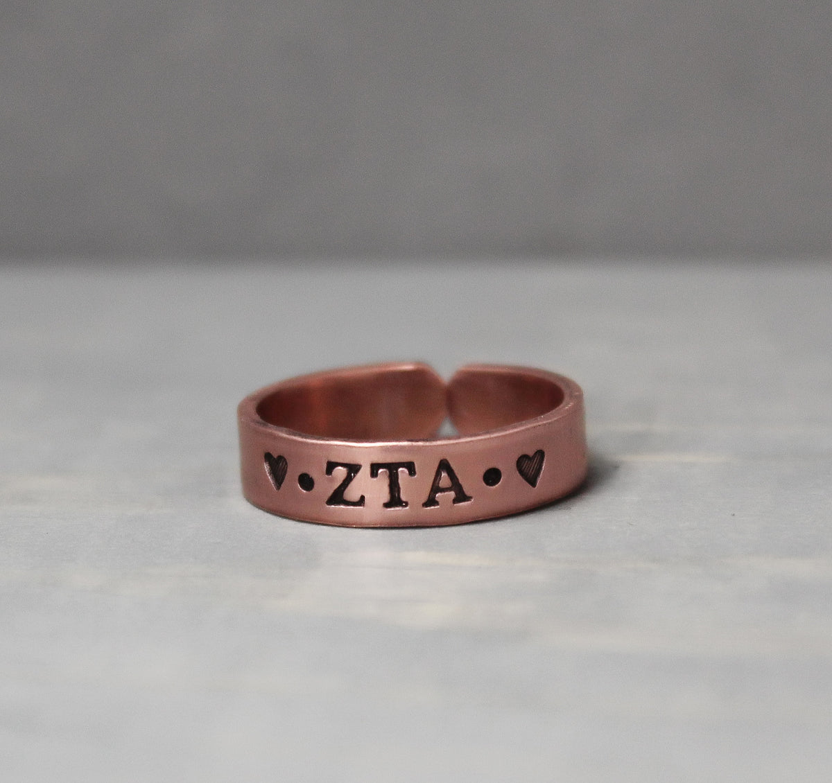 Zeta Tau Alpha Thin Copper Ring 