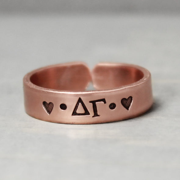 Delta Gamma Thin Copper Ring 