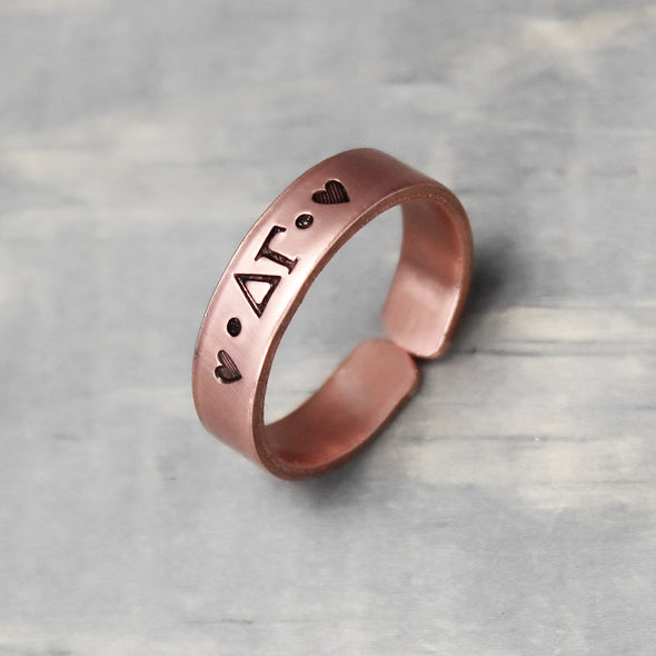 Delta Gamma Thin Copper Ring 