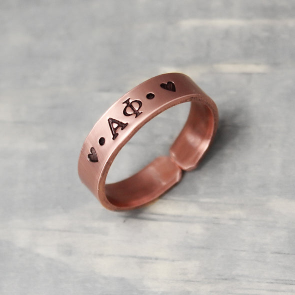 Alpha Phi Thin Copper Ring 