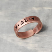 Delta Zeta Thin Copper Ring 