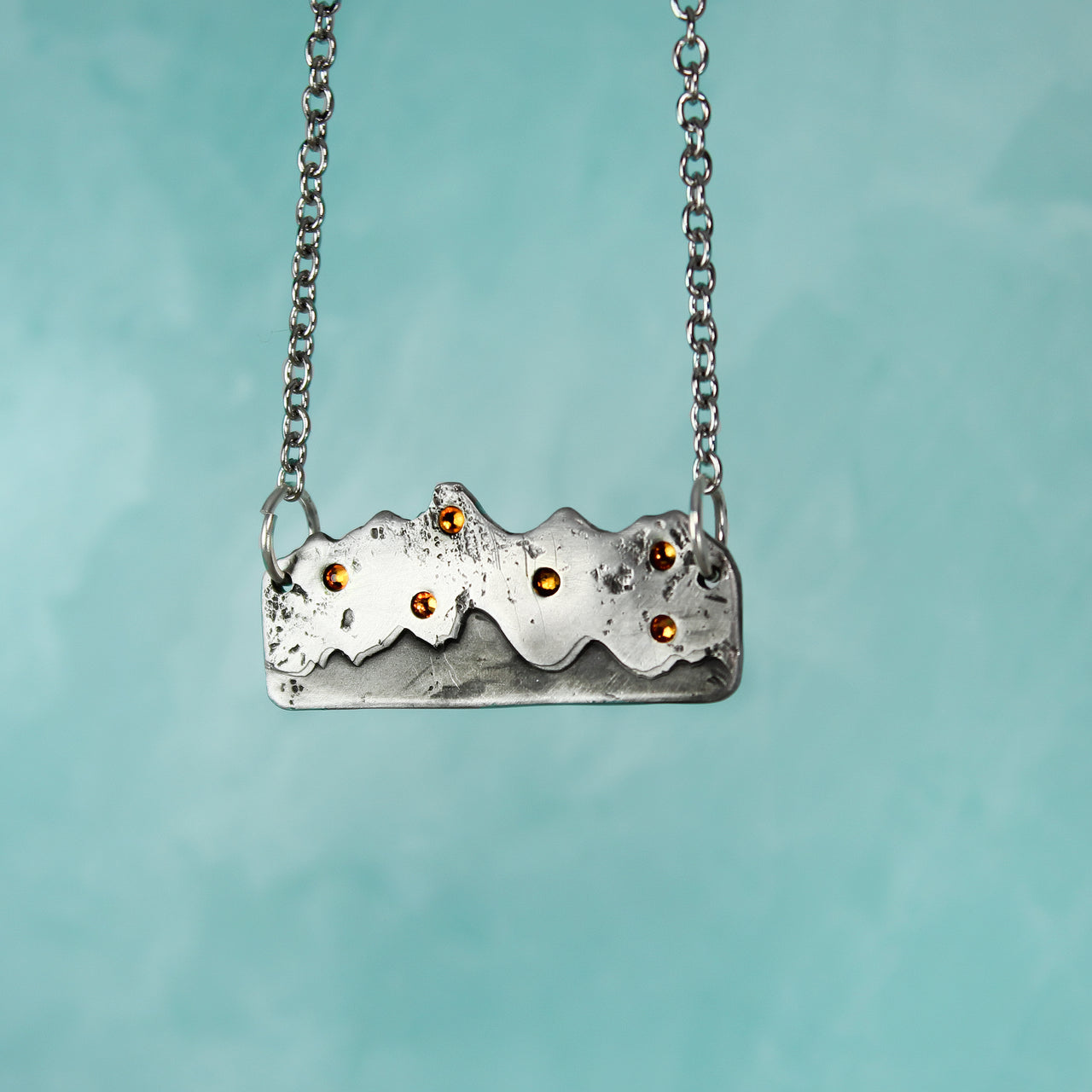Mountain Range Necklace With Stars 
