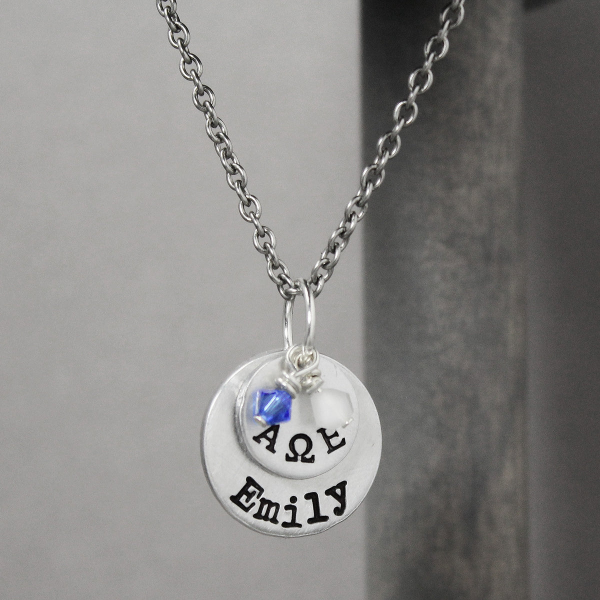 Alpha Omega Epsilon Stacked Necklace 