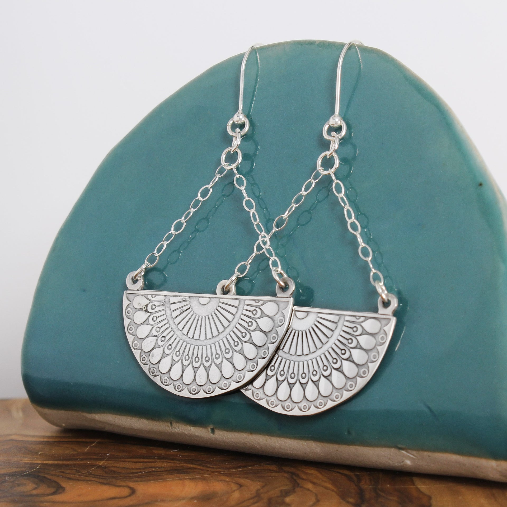 Silver Mandala Earrings Art Deco 