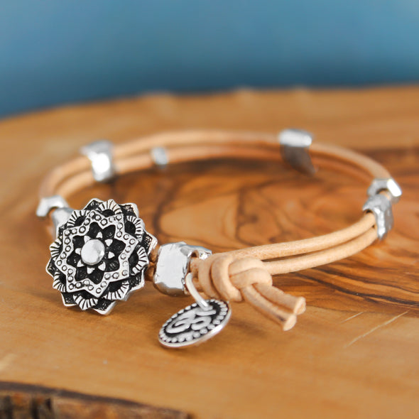 Leather Mandala Bracelet 