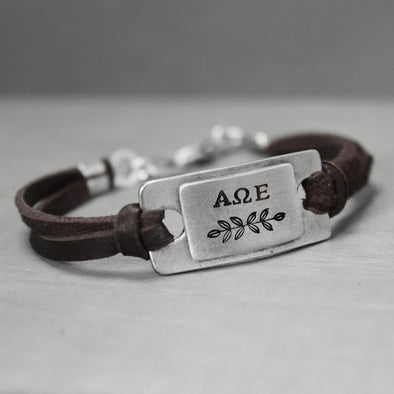 Alpha Omega Epsilon Leather Bracelet 