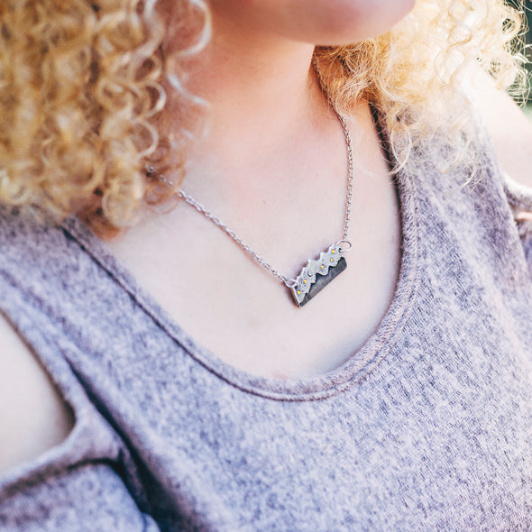Mountain Range Necklace With Stars 