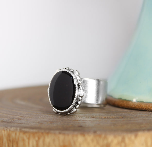 Large Black Tourmaline Ring 
