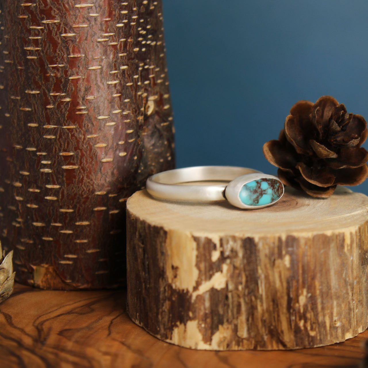 Skinny Silver Turquoise Ring 