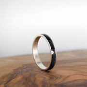 Black Tourmaline Ring Silver Inlay 