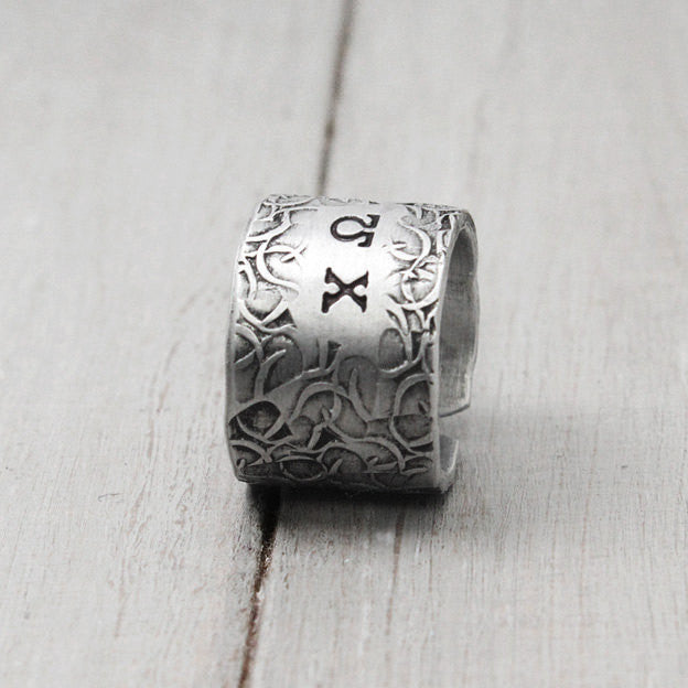 Chi Omega Floral Texture Ring 