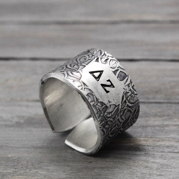 Delta Zeta Floral Texture Ring 
