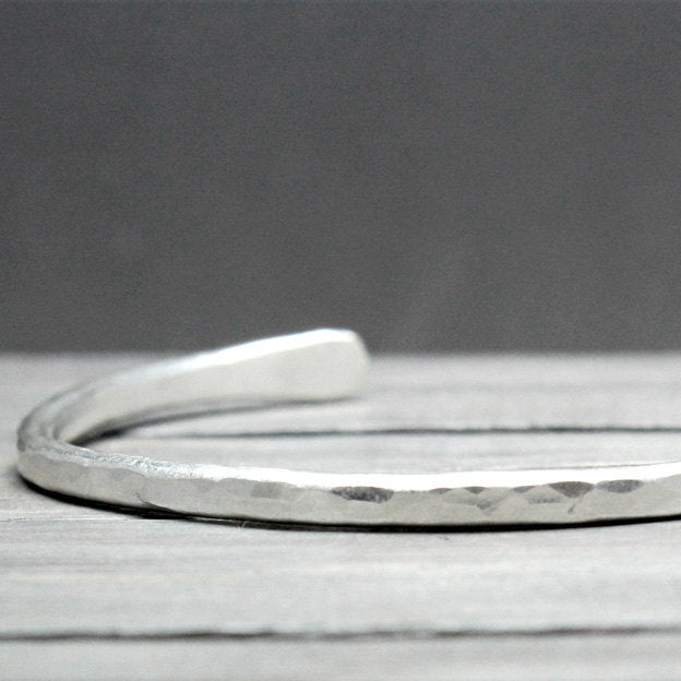 Hammered Silver Cuff Thick 